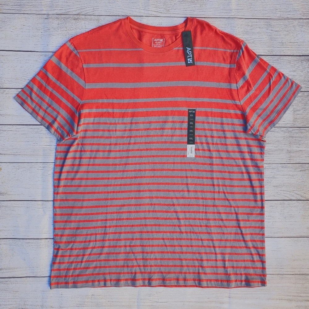 Coral and Gray Striped Shirt